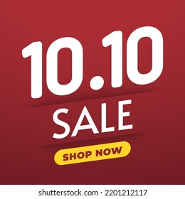 10.10 logo. 10.10 Shopping festival, Speech marketing banner design on red background. Vector illustration.