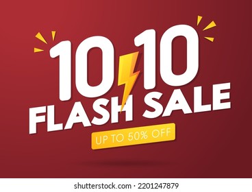 10.10 logo. 10.10 Shopping festival, Speech marketing banner design on red background. Vector illustration.