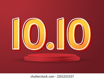 10.10 logo. 10.10 Shopping festival, Speech marketing banner design on red background. Vector illustration.