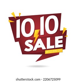 10.10 logo. 10.10 Shopping festival, Speech marketing banner design on red background. Vector illustration.