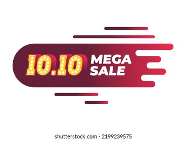 10.10 Mega Sale Shopping Day Label.