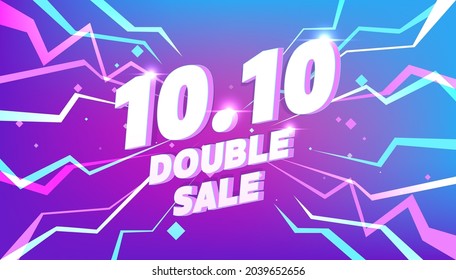 10.10 Online shopping day sale poster or flyer design. Global shopping world day Sale on colorful background. 10.10 Double sale online.