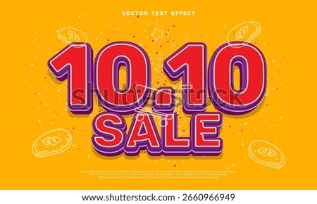 10.10 sale 3d vector text effect promotion design. October 10th promotional graphic design
