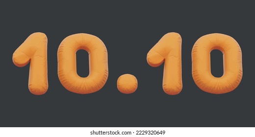 10.10 sale golden inflatable Helium foil numbers bread balloons style. vector illustration eps10
