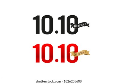 10.10 sale, 10.10 Online sale, golden ribbon black  red color, number signs date  month applicable shopping festival poster or flyer design, social media banner, shopping online festival, web banner