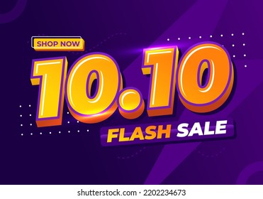 10.10 venta de póster o diseño de folleto del día de compras. 10.10 Banner de Flash sale en línea.