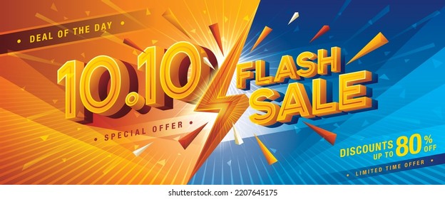 10.10 Shopping Day Flash Sale Banner Template Design Special Offer Discount, Shopping Banner Template, Abstract Flash Sale Web Header Template Design For Sale And Discount Label. Sale Promotion Poster