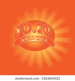 10.10 Shopping Day Mega Sale Template . 10.10 Shopping Day font expression pop art comic speech bubble, sun brush. Vector illustration. 
