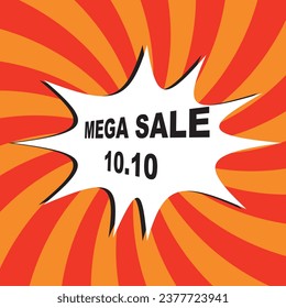 10.10 Shopping Day Mega Sale Banner Template design special offer discount, Shopping banner template, Abstract Geometric Web Header template design for Sale and discount labels. Sale promotion poster.