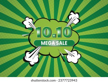 10.10 Shopping Day Mega Sale Banner Template design special offer discount, Shopping banner template, Abstract Geometric Web Header template design for Sale and discount labels. Sale promotion poster.