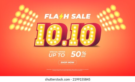 10.10 Shopping day Poster or banner. 10.10 Flash sale banner template design for social media and website.