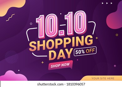 10.10 Shopping-Day-Banner-Hintergrund für Verkaufsförderung im Einzelhandel, Vektorgrafik