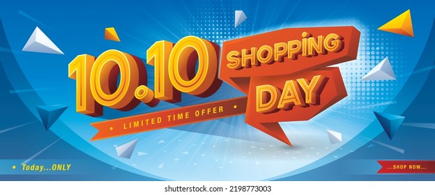 10.10 Shopping Day Sale Banner Template Design Special Offer Discount, Shopping Banner Template, Abstract Shopping Day Web Header Template Design For Sale And Discount Labels. Promotion Poster.