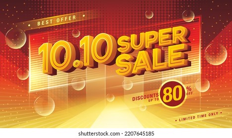 10.10 Shopping Day Super Sale Banner Template design special offer discount, Shopping banner template, Abstract Geometric Web Header template design for Sale and discount labels. Sale promotion poster