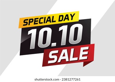 10.10 Special day sale word concept vector illustration with ribbon and 3d style for use landing page, template, ui, web, mobile app, poster, banner, flyer, background, gift card, coupon