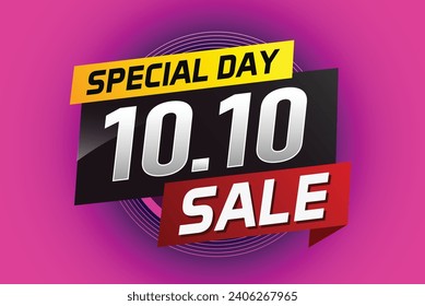 10.10 Special day sale word concept vector illustration with ribbon and 3d style for use landing page, template, ui, web, mobile app, poster, banner, 