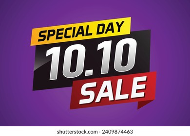 10.10 Special day sale word concept vector illustration with ribbon and 3d style for use landing page, template, ui, web, mobile app, poster, banner, 