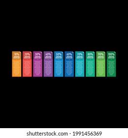 10%-100% bar chart template. ten step information template. magazine, annual report, web, internet infographic template