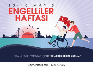 10-16 Mayıs Engelliler Haftası, Tebrik Kartı. Translation: Disability Day, 10-16 May. Greeting Card.