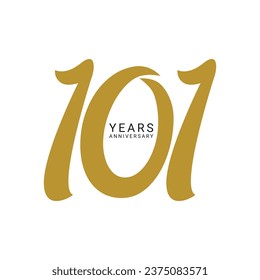 101st, 101 Years Anniversary Logo, Golden Color, Vector Template Design element for birthday, invitation, wedding, jubilee and greeting card illustration.