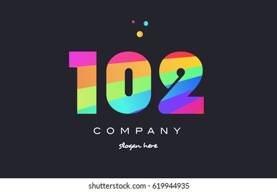 102 creative color green orange blue magenta pink number digit company logo vector icon spectrum