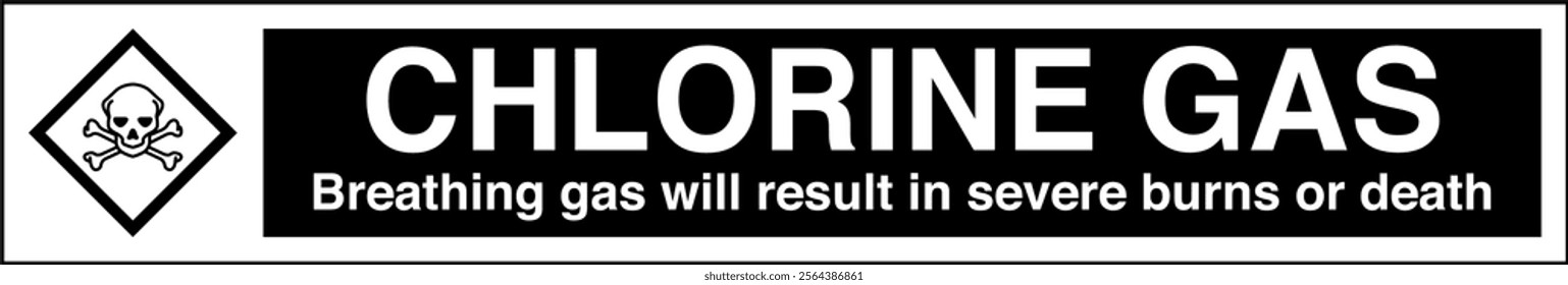 102 ISO 7010 GHS Chemicals Label and Hazard CAUTION Chlorine Gas Breathing Gas Will Result in Severe Burns or Death Tape.eps