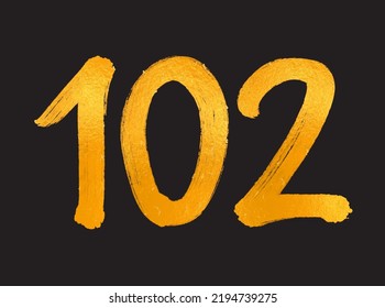 102 Number logo vector illustration, 102 Years Anniversary Celebration Vector Template,  102th birthday, Gold Lettering Numbers brush drawing hand drawn sketch, number logo design for print, t shirt svg