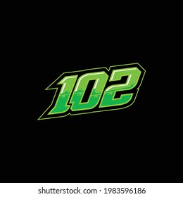 102 Number racing design vector