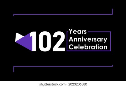 102 Years Anniversary Celebration Vector Template Design