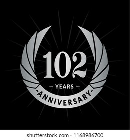 102 years anniversary. Elegant anniversary design. 102 years logo. svg