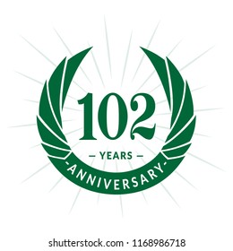 102 years anniversary. Elegant anniversary design. 102 years logo. svg