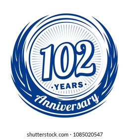 102 years anniversary. Anniversary logo design. 102 years logo.