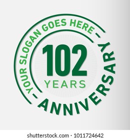 102 years anniversary logo template. Vector and illustration.