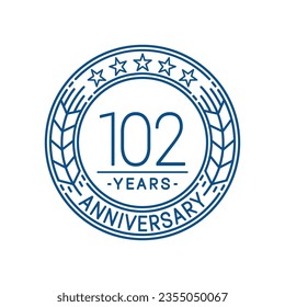 102 years anniversary logo template. 102nd line art vector and illustration. svg