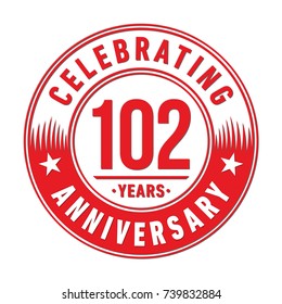 102 years anniversary logo template. Vector and illustration. svg