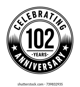 102 years anniversary logo template. Vector and illustration. svg
