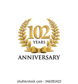 102 years anniversary wreath ribbon logo svg