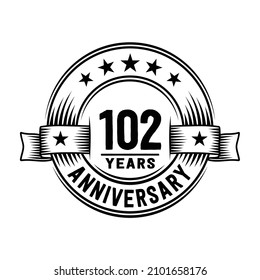 102 years logo design template. 102nd anniversary vector and illustration. svg