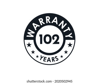 102 years warranty logo isolated on white background