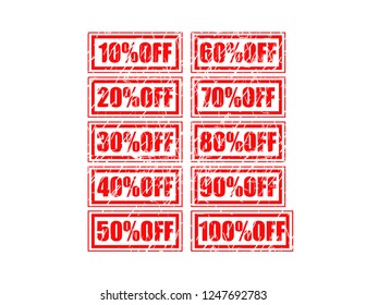 10,20,30,40,50,60,70,80,90, 100%OFF stamp