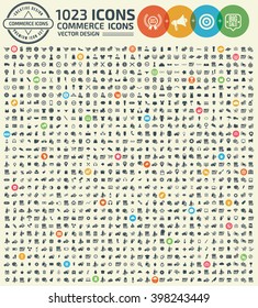 1023 Icons,Commerce,shopping,marketing,sale,buy,business icon set,clean vector