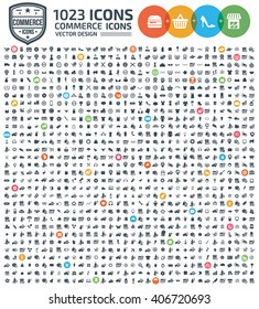1023 Icons,Commerce,shopping,marketing,sale,buy,business icon set,clean vector
