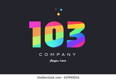 103 creative color green orange blue magenta pink number digit company logo vector icon spectrum