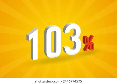 103% discount 3D text for sells and promotion.