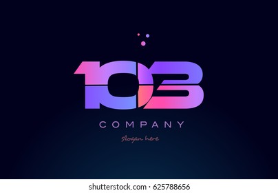 103 pink blue purple number digit numeral dots creative company logo vector icon design template