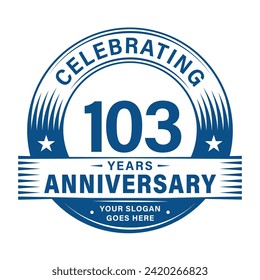 103 years anniversary celebration design template. 103rdlogo vector illustrations.