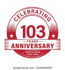 103 years anniversary celebration design template. 103rdlogo vector illustrations.