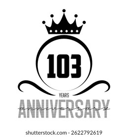 103 anos aniversário comemoração logotipo colorido vetor linha, 101º aniversário logotipo, 103 número, modelo de banner, elementos de modelo de design vetorial para cartão de convite e cartaz.101 anos aniversário