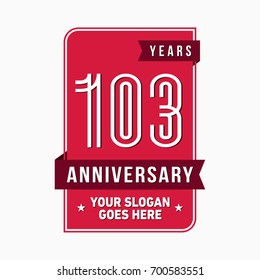 103 years anniversary design template. Vector and illustration.