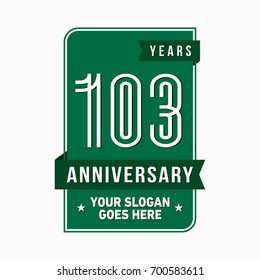 103 years anniversary design template. Vector and illustration.